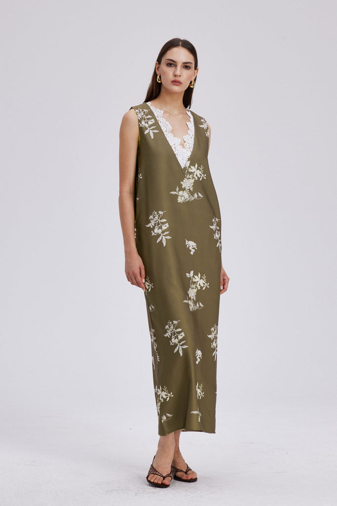 Stylish beautiful dress | Chelo Lace V Neck Floral Maxi Dress - Ideal for special occasions