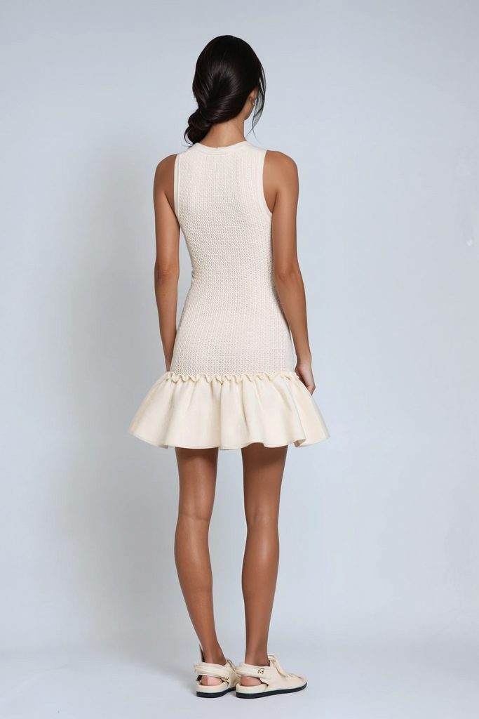 Stylish beautiful dress | Chema Sleeveless Ruffle Knit Mini Dress - Ideal for special occasions