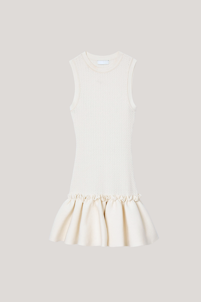 Shop  beautiful dress - Perfect for special occasions | Chema Sleeveless Ruffle Knit Mini Dress