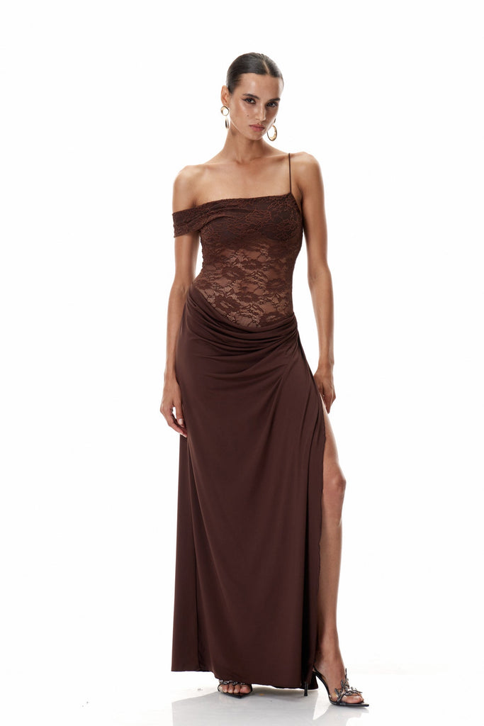 Stylish beautiful dress | Chenda Lace Asymmetric Maxi Dress - Ideal for special occasions