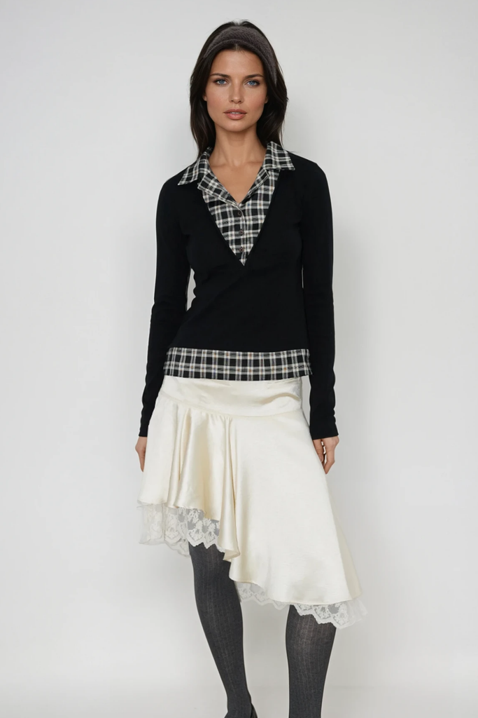 Stylish beautiful midi | Chiamaka Asymmetric Lace Midi Skirt - Ideal for special occasions