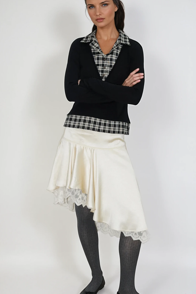 Stylish beautiful midi | Chiamaka Asymmetric Lace Midi Skirt - Ideal for special occasions