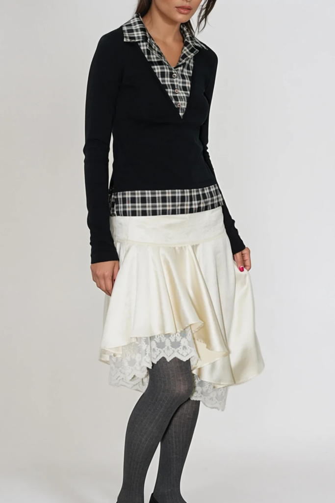 Stylish beautiful midi | Chiamaka Asymmetric Lace Midi Skirt - Ideal for special occasions