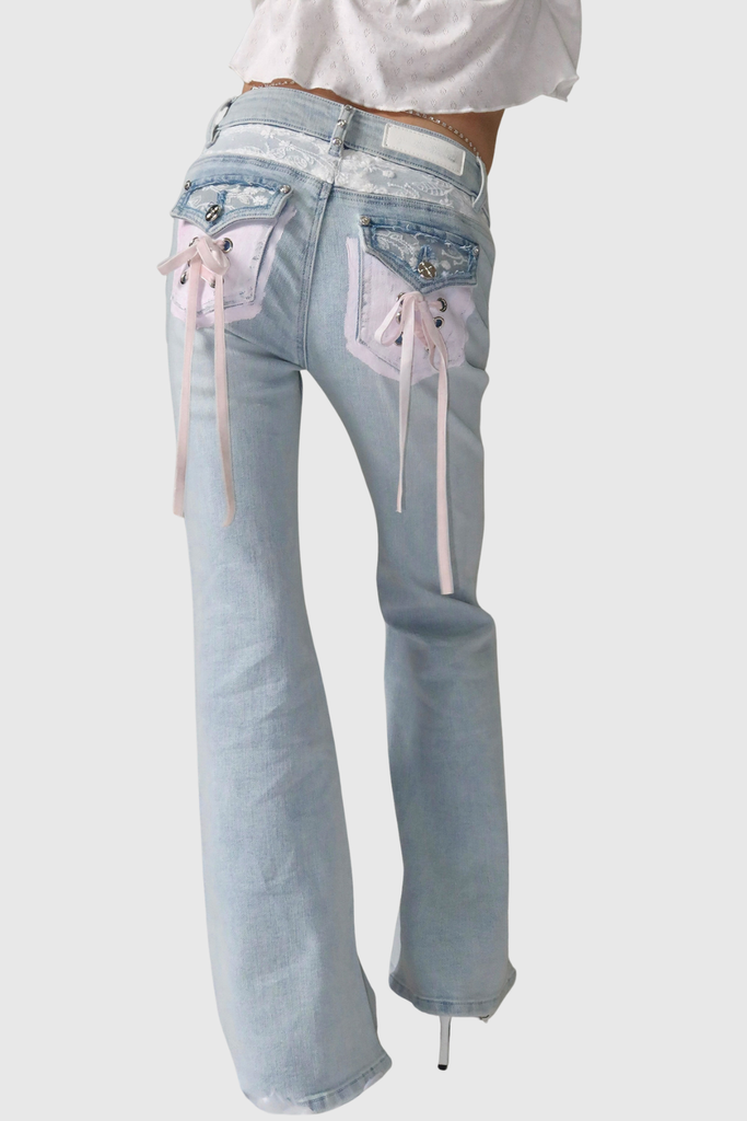 Shop  beautiful dress - Perfect for special occasions | Chiarina Lace Lace Up Jeans