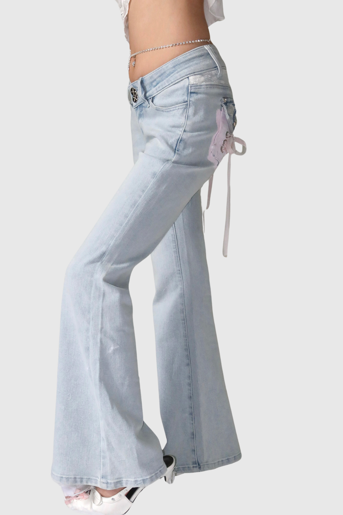 Stylish beautiful dress | Chiarina Lace Lace Up Jeans - Ideal for special occasions