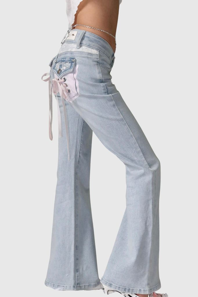 Shop  beautiful dress - Perfect for special occasions | Chiarina Lace Lace Up Jeans