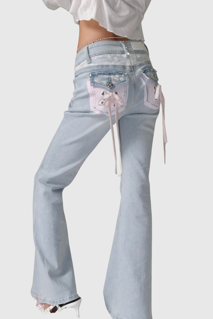 Chiarina Lace Lace Up Jeans - Stylish beautiful dress for special occasions | Buy Online