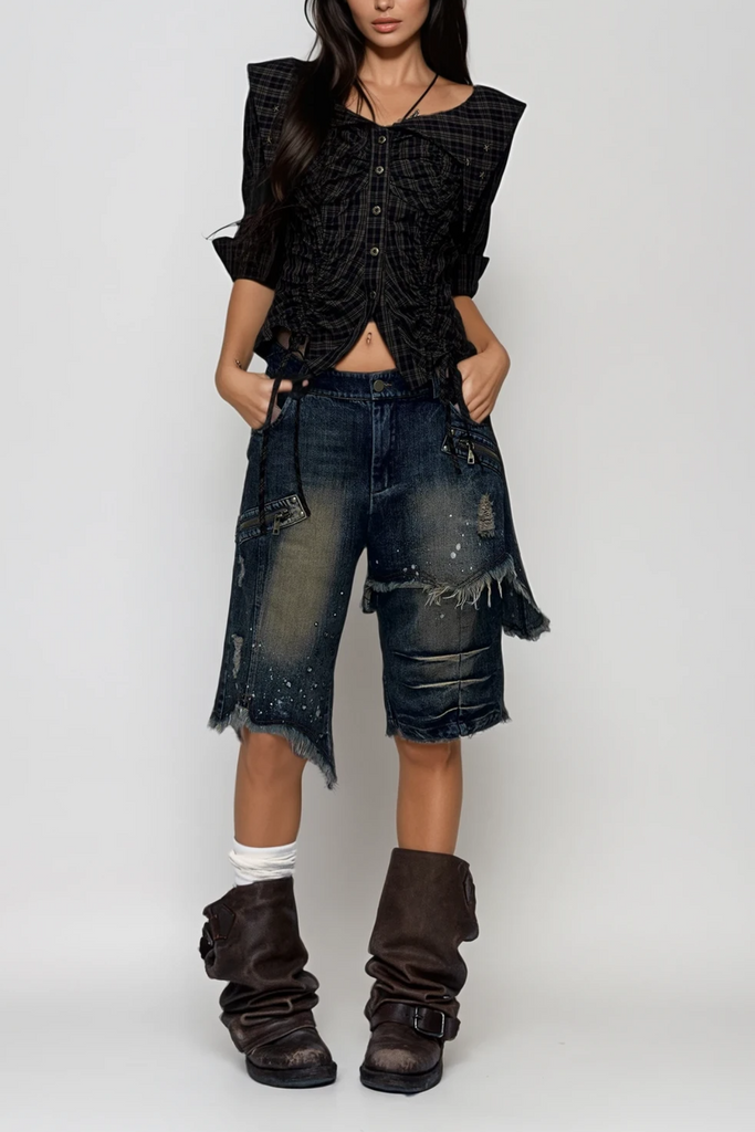 Stylish beautiful midi | Chidiegwu Asymmetric Fringe Midi Jeans - Ideal for special occasions