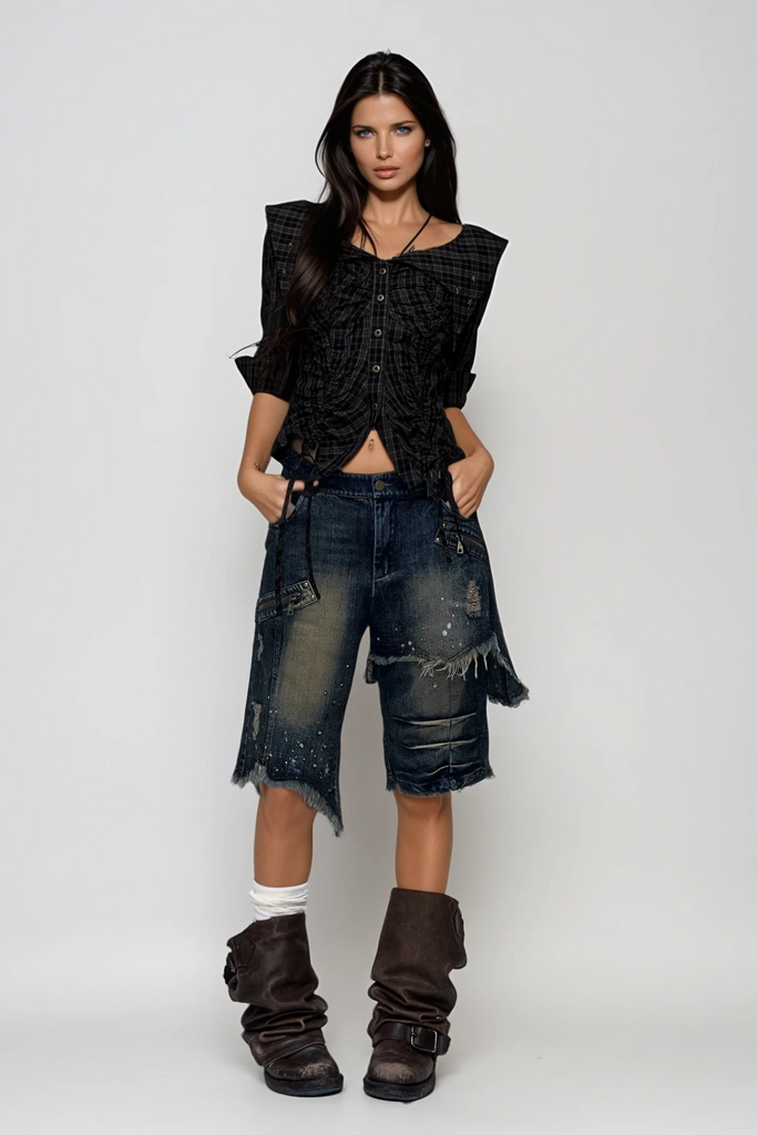 Shop  beautiful midi - Perfect for special occasions | Chidiegwu Asymmetric Fringe Midi Jeans