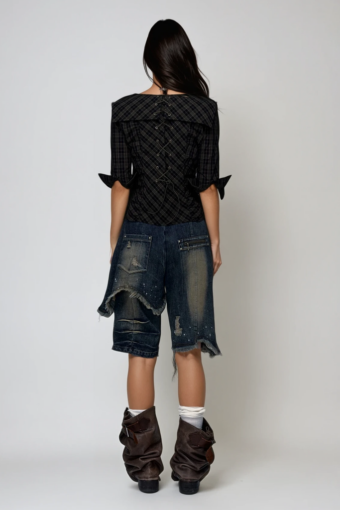 Shop  beautiful midi - Perfect for special occasions | Chidiegwu Asymmetric Fringe Midi Jeans