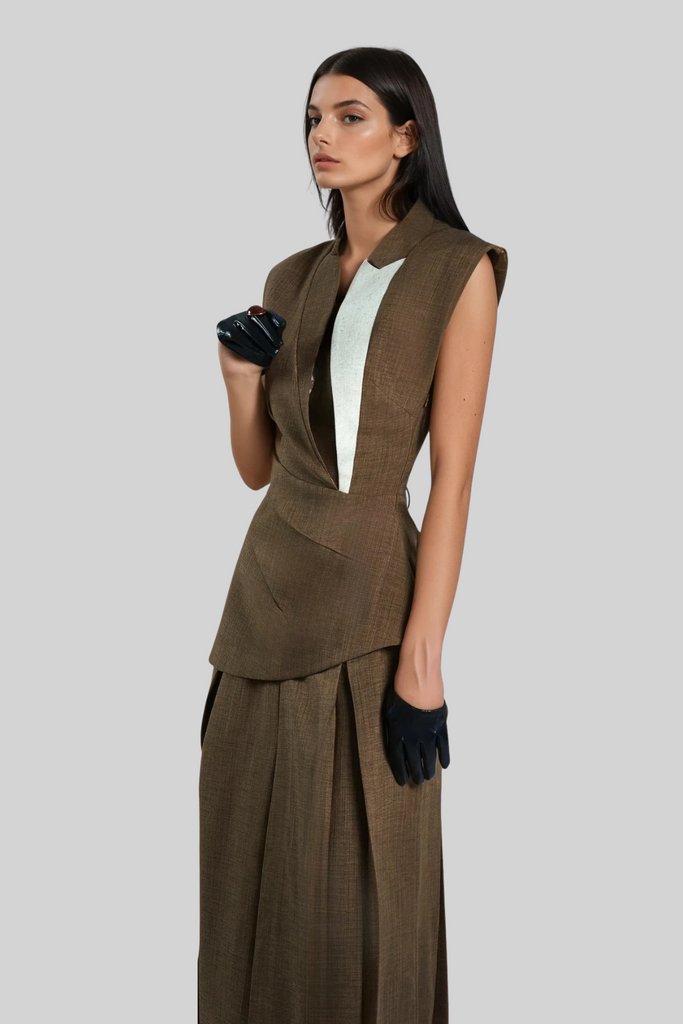 Stylish beautiful dress | Chinenye Asymmetric Ruch Sleeveless Vest - Ideal for special occasions