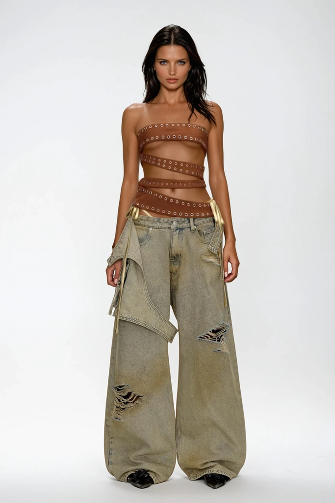 Stylish beautiful dress | Chinweike Deconstruct Torn Jeans - Ideal for special occasions