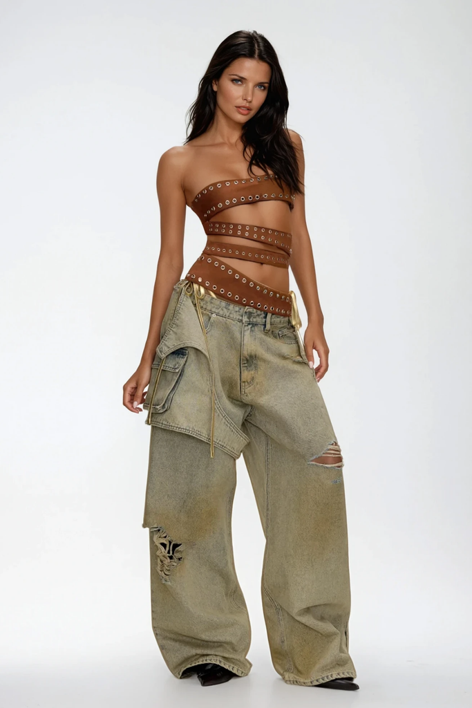 Chinweike Deconstruct Torn Jeans - Stylish beautiful dress for special occasions | Buy Online