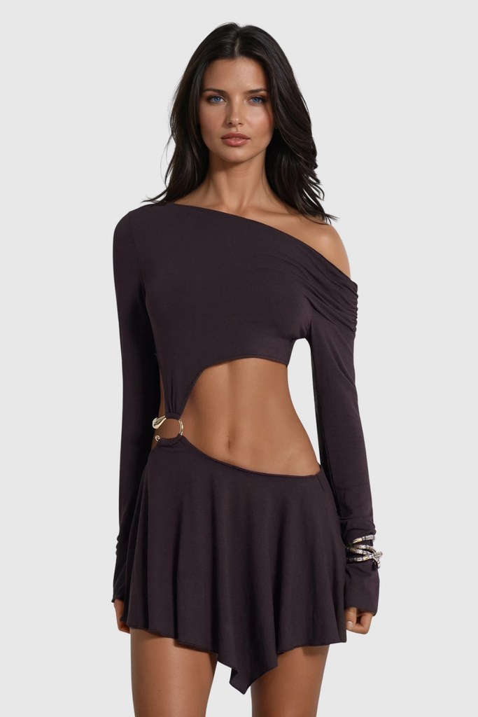 Chinyere Cutout Asymmetric Ruffle Skirt Set - Stylish beautiful dress for special occasions | Buy Online