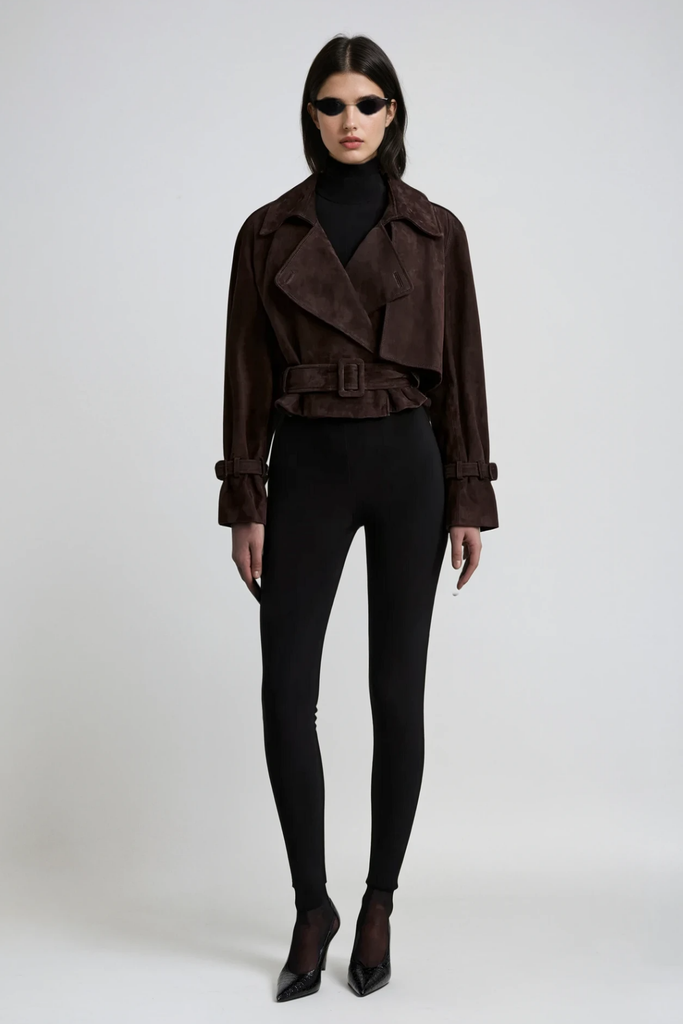 Chioma Lapel Buckle Suede Jacket - Stylish beautiful dress for special occasions | Buy Online