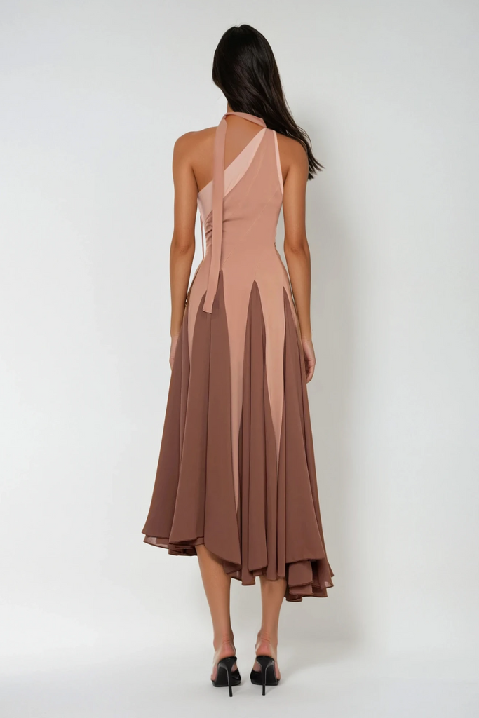 Stylish beautiful dress | Chip One Shoulder Asymmetric Ruffle Midi Dress - Ideal for special occasions