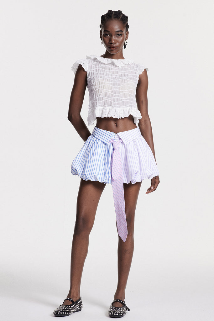 Shop  beautiful mini - Perfect for special occasions | Chiril Stripe Ruch Mini Skirt