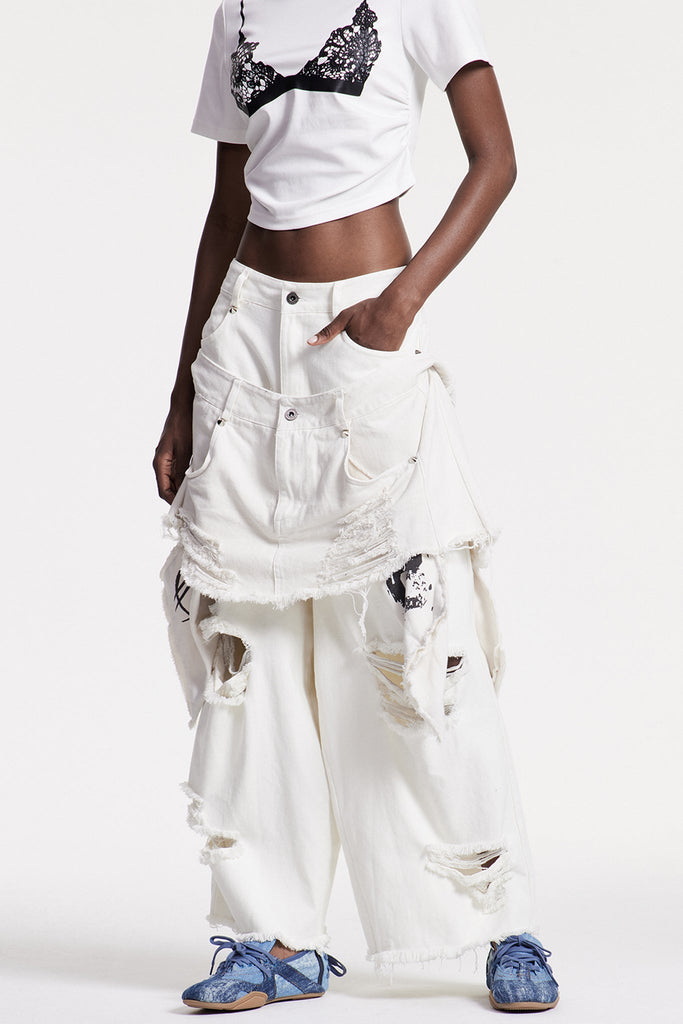 Chisom Deconstruct Ripped Jeans - Stylish beautiful dress for special occasions | Buy Online