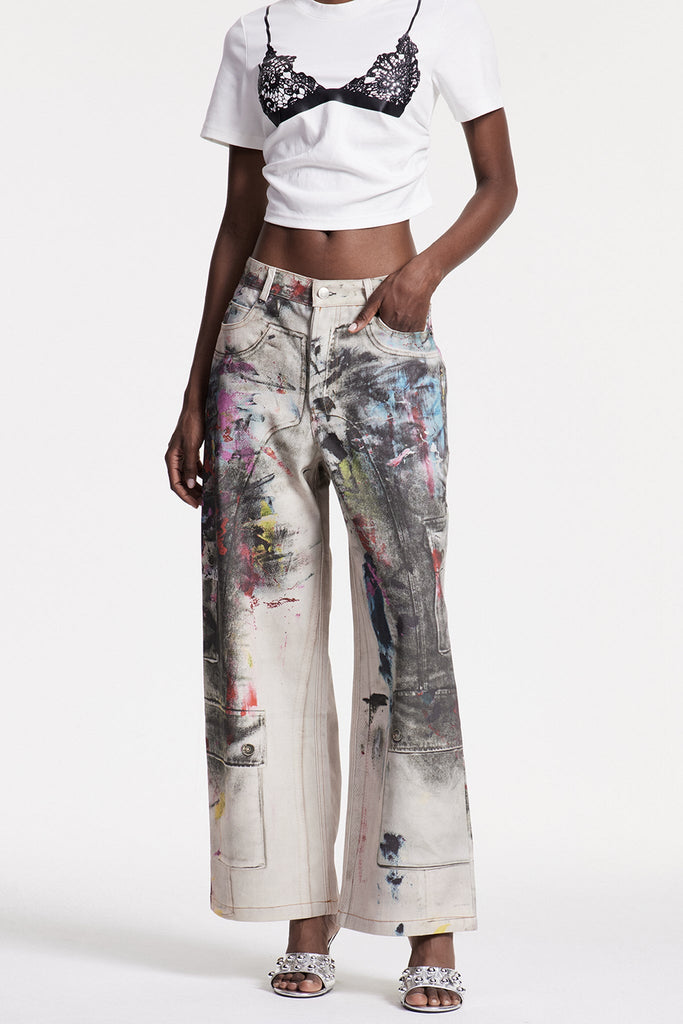 Chisomo Print Graffiti Jeans - Stylish beautiful dress for special occasions | Buy Online