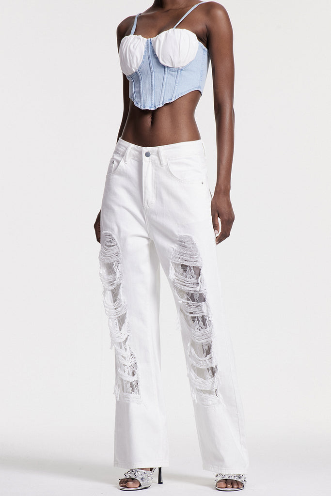 Shop  beautiful dress - Perfect for special occasions | Chiyo Lace Ripped Jeans