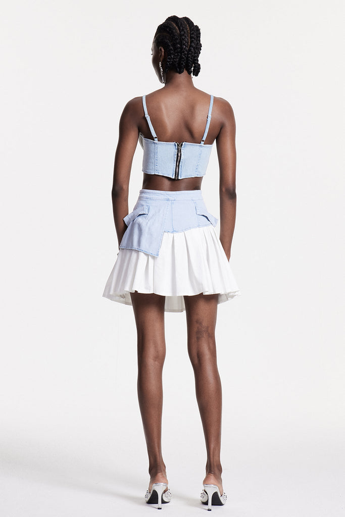 Chiyoko Corset Ruffle Denim Skirt Set - Stylish beautiful dress for special occasions | Buy Online