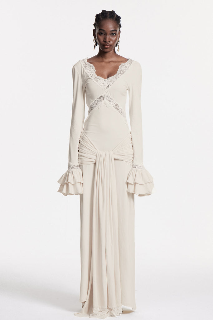 Chizuru Lace Tie Up Maxi Dress - Stylish beautiful dress for special occasions | Buy Online