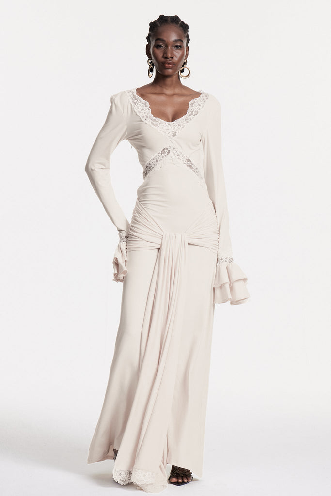 Chizuru Lace Tie Up Maxi Dress - Stylish beautiful dress for special occasions | Buy Online