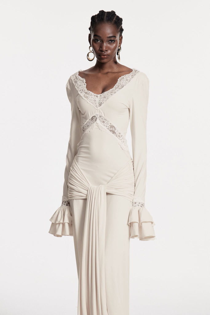 Shop  beautiful dress - Perfect for special occasions | Chizuru Lace Tie Up Maxi Dress