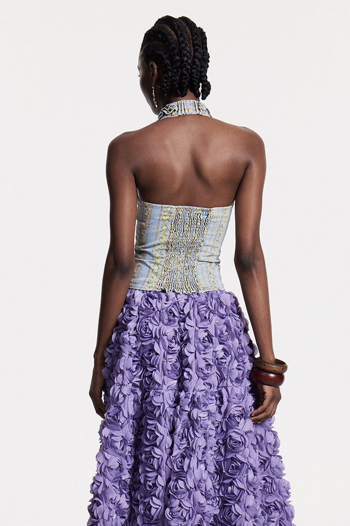 Shop  beautiful dress - Perfect for special occasions | Chlodovech Ruffle Sleeveless Denim Top