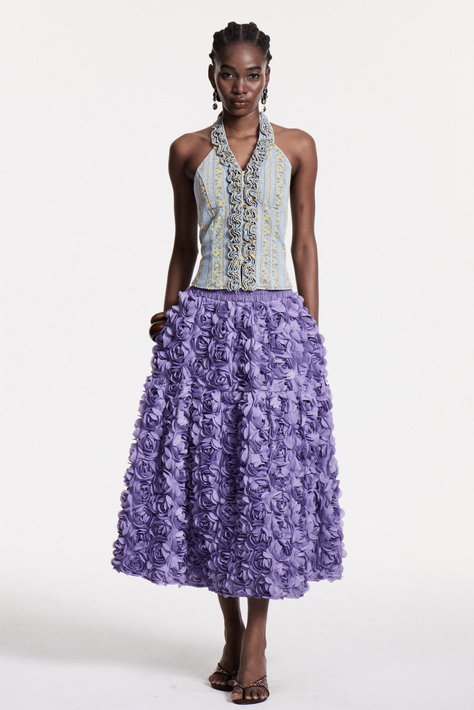 Chlodovech Ruffle Sleeveless Denim Top - Stylish beautiful dress for special occasions | Buy Online