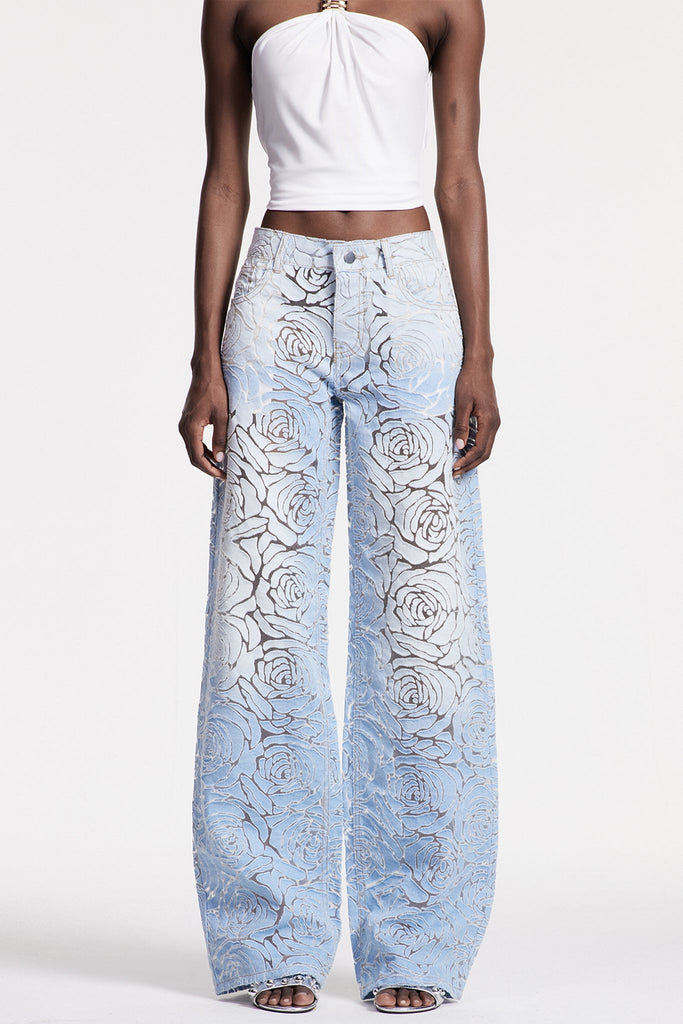 Chlodulf Flower Cutout Jeans - Stylish beautiful dress for special occasions | Buy Online