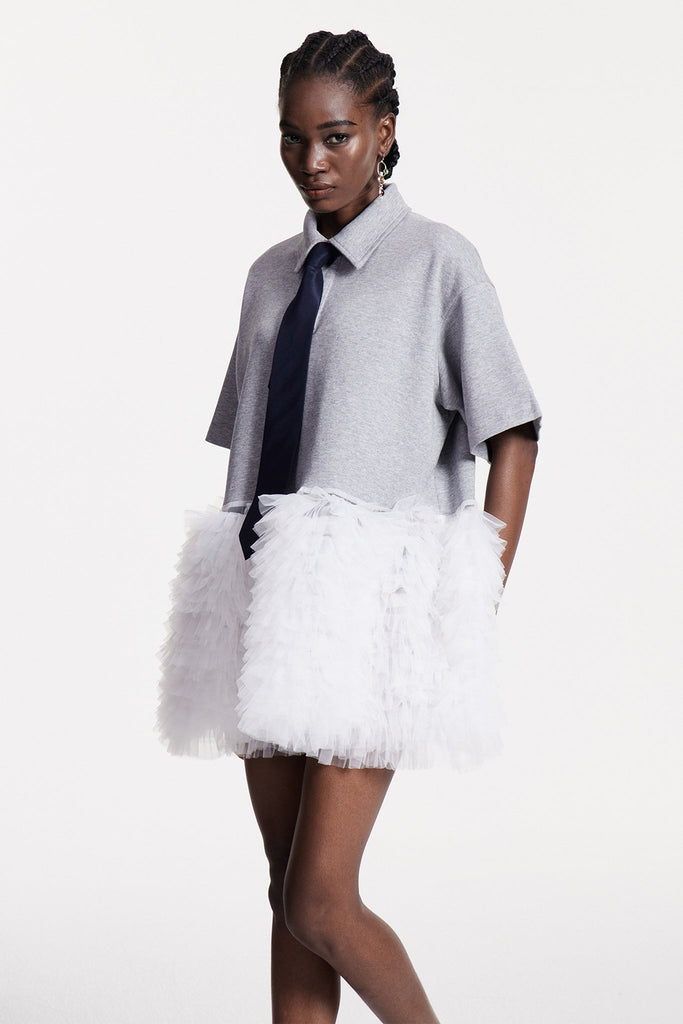 Chloe Deconstruct Mesh Ruch Top - Stylish beautiful dress for special occasions | Buy Online