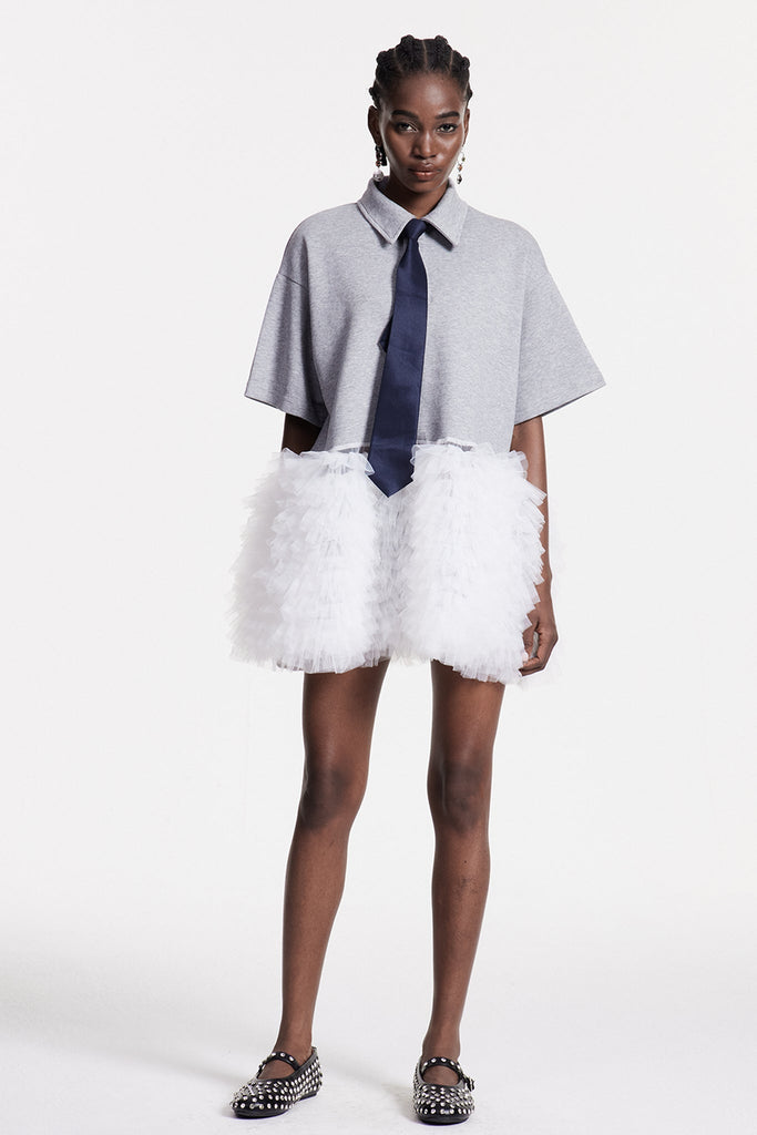 Chloe Deconstruct Mesh Ruch Top - Stylish beautiful dress for special occasions | Buy Online