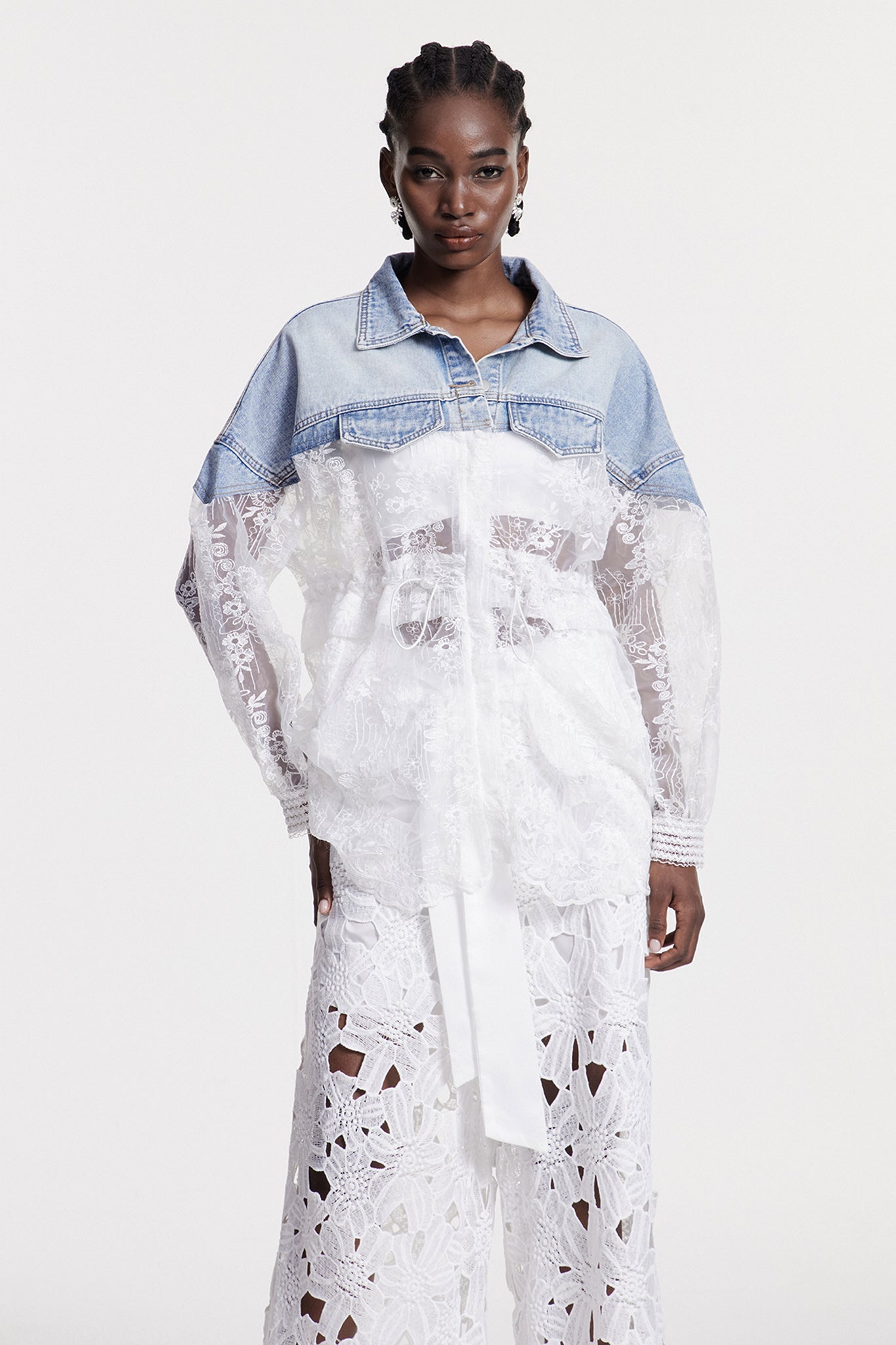 Chlothar Lace Embroidered Denim Jacket