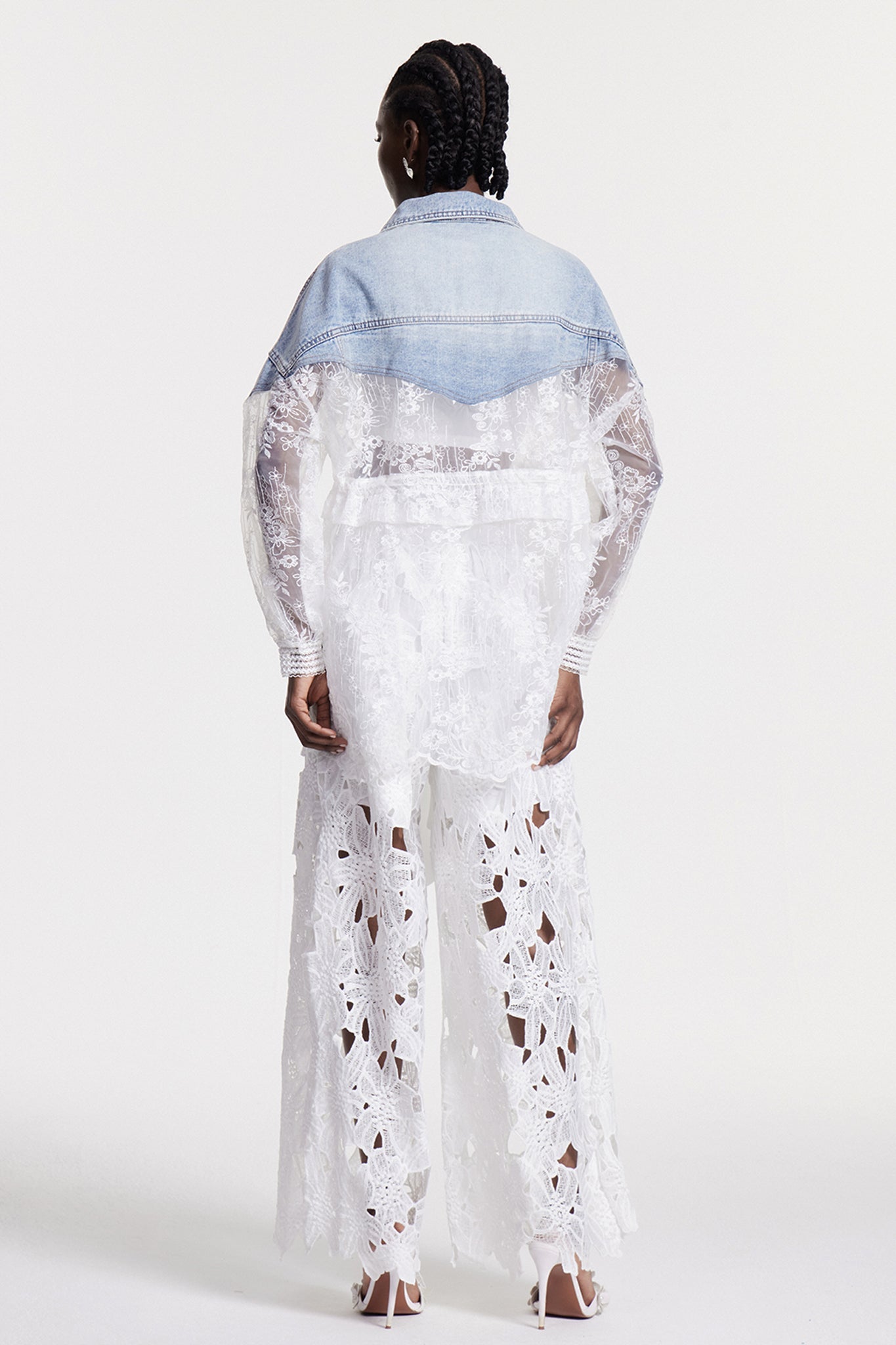 Chlothar Lace Embroidered Denim Jacket