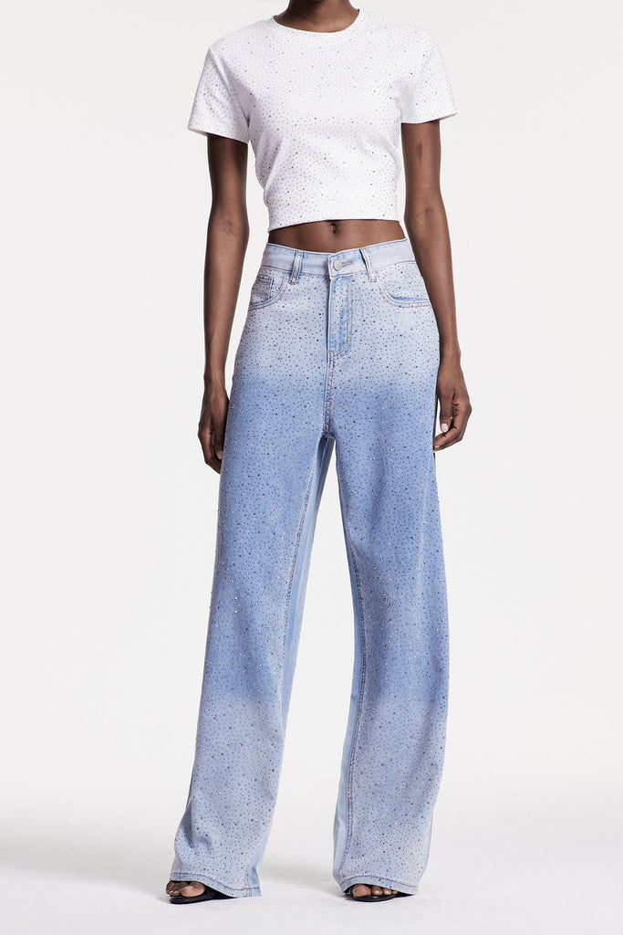 Shop  blue dress - Perfect for special occasions | Chobin Rhinestone Hayley Jeans In Blue