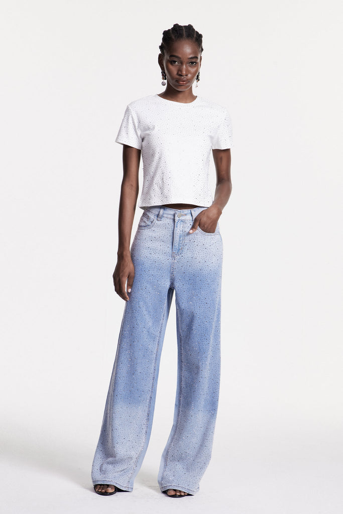 Stylish blue dress | Chobin Rhinestone Hayley Jeans In Blue - Ideal for special occasions