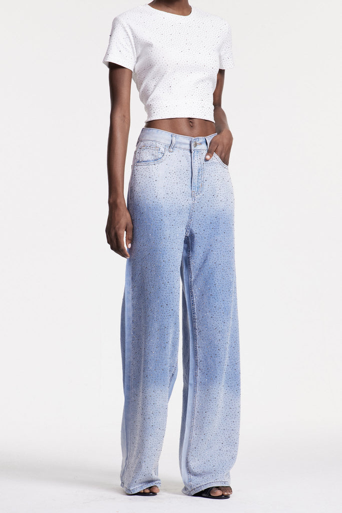 Shop  blue dress - Perfect for special occasions | Chobin Rhinestone Hayley Jeans In Blue