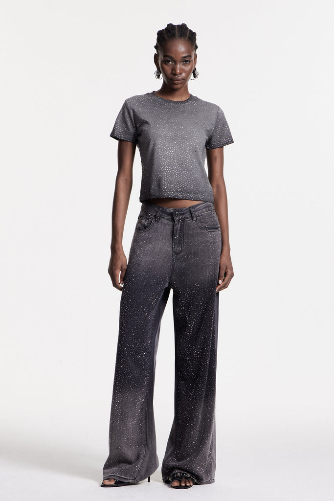 Shop  beautiful dress - Perfect for special occasions | Chobin Rhinestone T Shirt In Grey