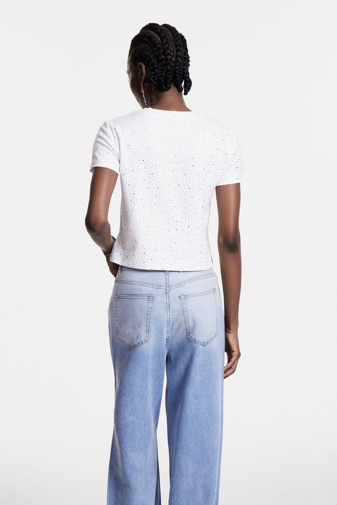 Shop  white dress - Perfect for special occasions | Chobin Rhinestone T Shirt In White