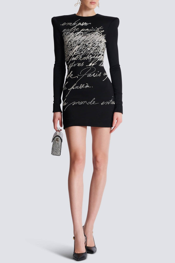 Choca Letter Embroidery Mini Dress - Stylish beautiful dress for special occasions | Buy Online