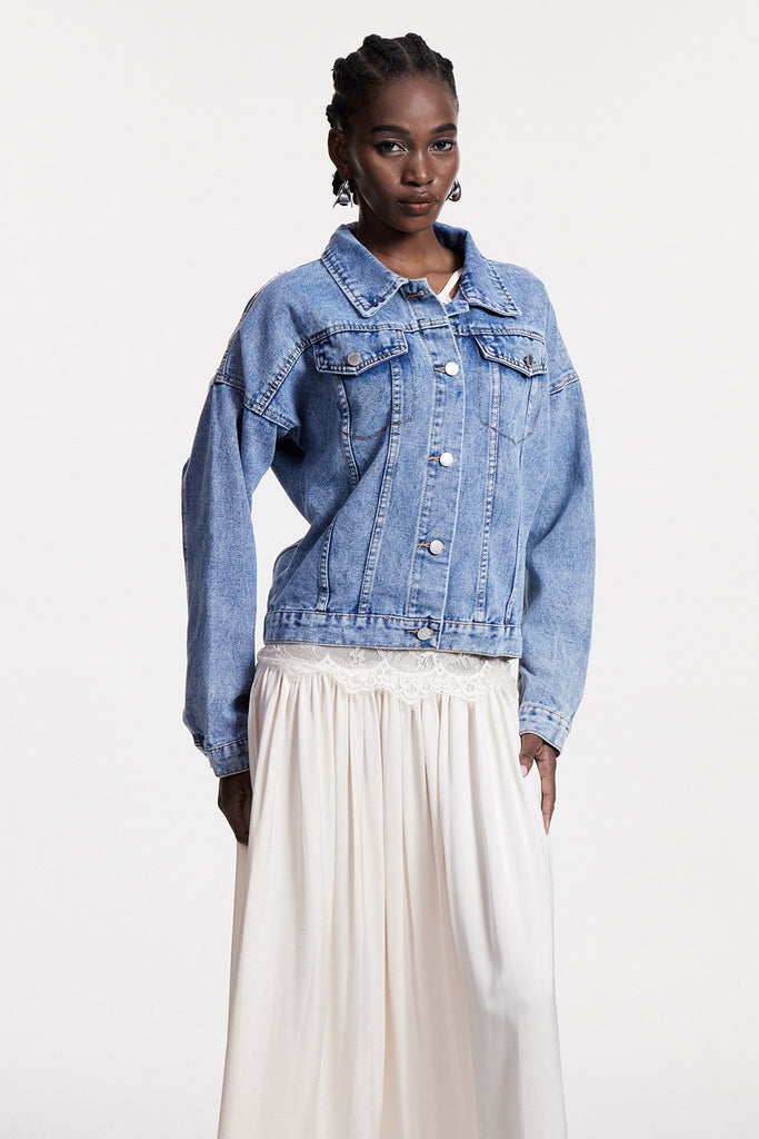 Chouko Sequin Fringe Denim Jacket - Stylish beautiful dress for special occasions | Buy Online