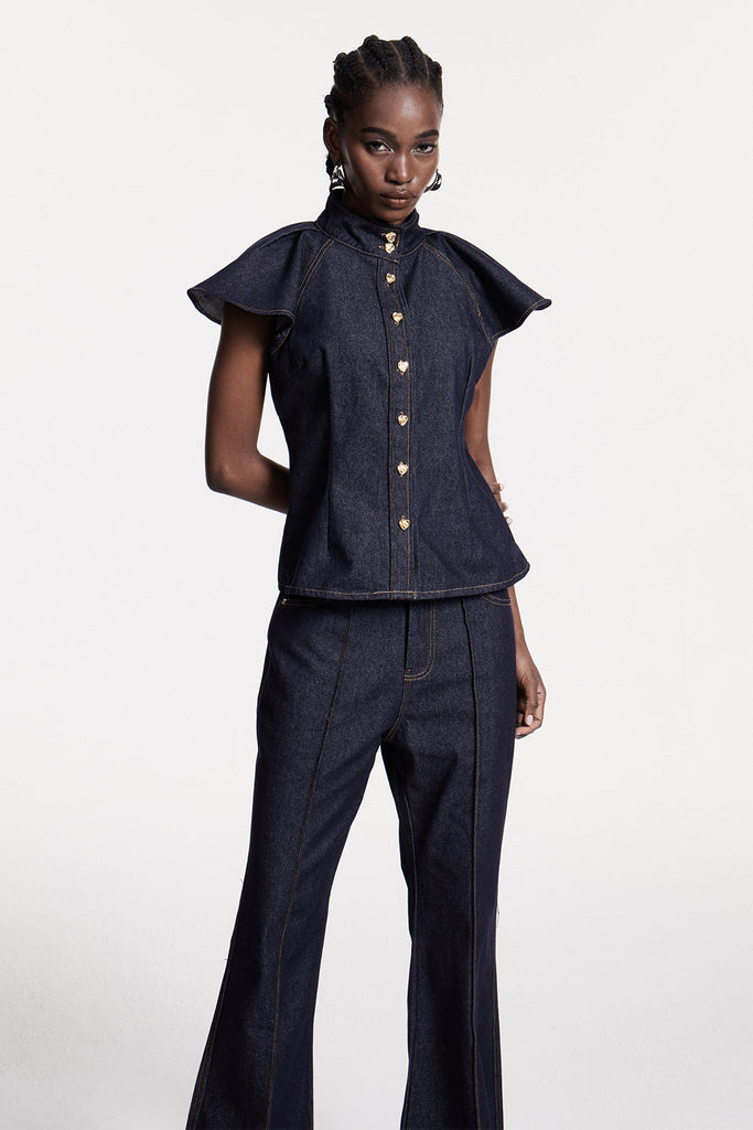 Shop  beautiful dress - Perfect for special occasions | Chrestos Ruffle Denim Pants Set