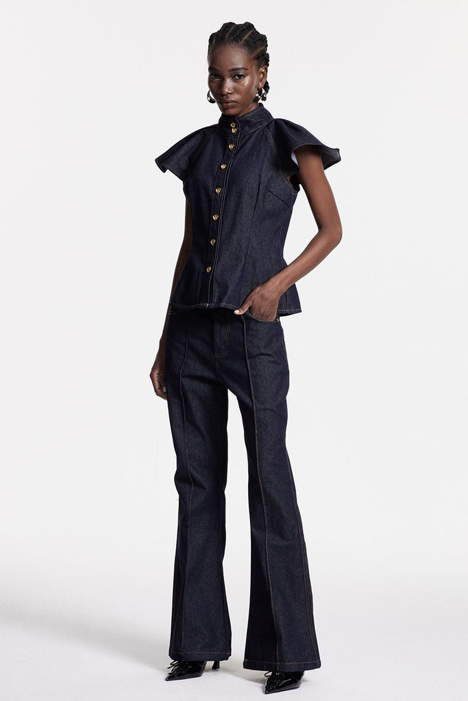 Shop  beautiful dress - Perfect for special occasions | Chrestos Ruffle Denim Pants Set