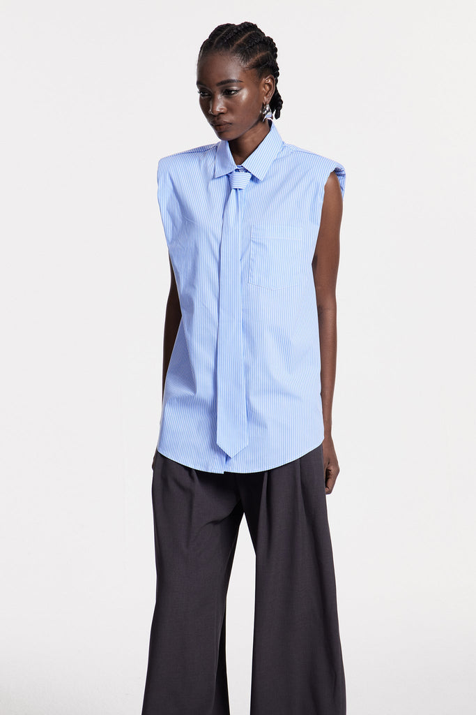 Stylish beautiful dress | Chris Stripe Sleeveless Shirt - Ideal for special occasions
