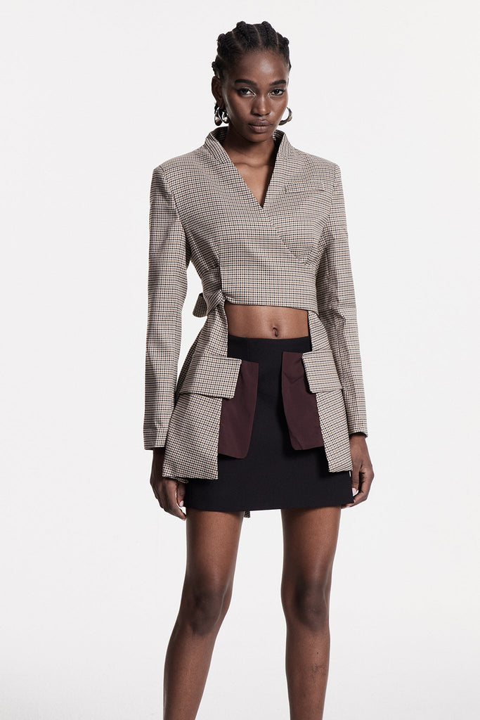 Stylish beautiful dress | Chrissy Grid Cutout Blazer - Ideal for special occasions