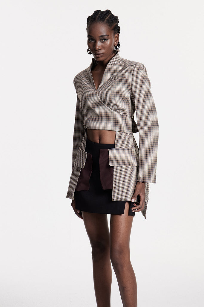 Stylish beautiful dress | Chrissy Grid Cutout Blazer - Ideal for special occasions