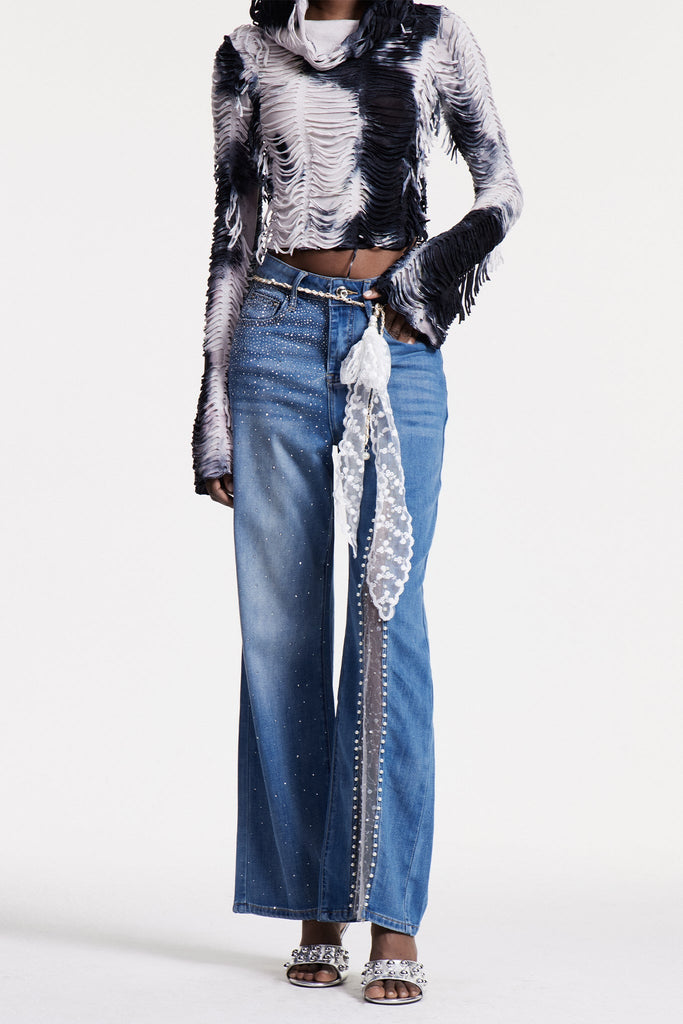 Shop  beautiful dress - Perfect for special occasions | Christakis Mesh Pearl Rhinestone Jeans