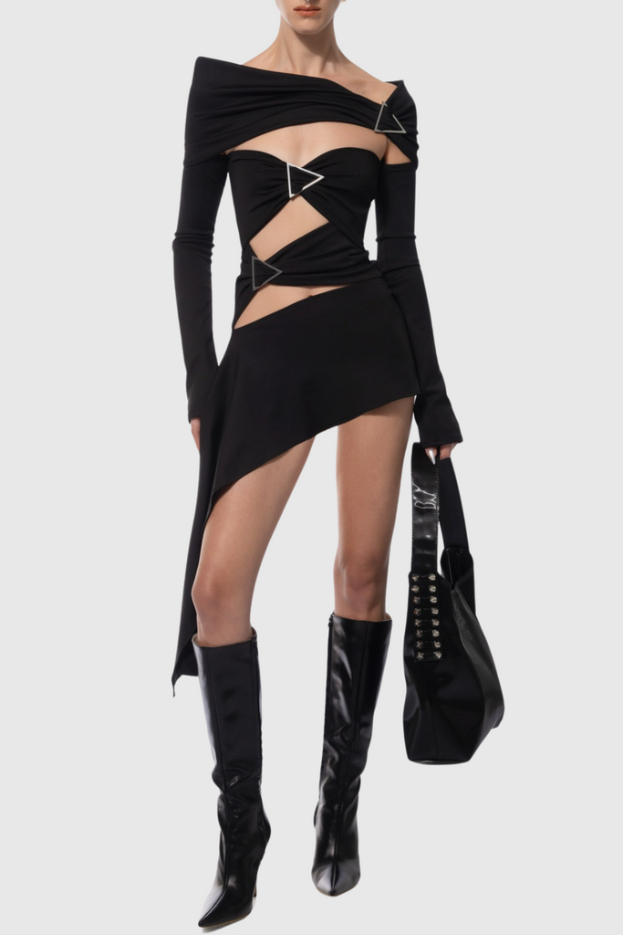 Christe Asymmetric Cutout Mini Dress - Stylish beautiful dress for special occasions | Buy Online