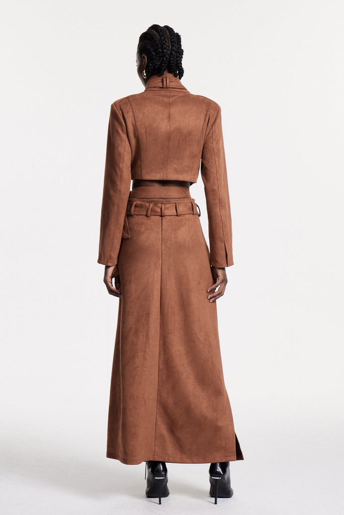 Christer Suede Cutout Skirt Set - Stylish beautiful dress for special occasions | Buy Online